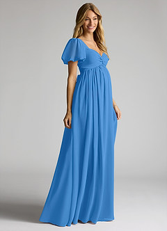 Azazie Madisynn Brautjungfernkleider für Schwangere Schleifen Chiffon Bodenlänge Kleid image3