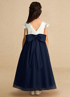 Azazie Pookie Flower Girl Dresses Dark Navy A-Line Lace Tulle Dress image5