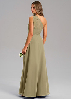 Azazie Phaedra Bridesmaid Dresses Moss Green A-Line One Shoulder Chiffon Dress image7