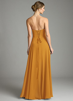 Azazie Ayla Abiti da Damigella Abito A-Line in Chiffon Scollo a Cuore Caramello image2