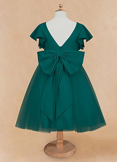 Azazie Kaeya Flower Girl Dresses Peacock A-Line Bow Tulle Dress image6