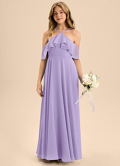 Azazie Tessabelle Junior Lilac A-Line Off the Shoulder Chiffon Dress image7