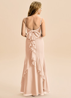 Azazie Lioren Junior English Rose Mermaid Bow Chiffon Dress image3