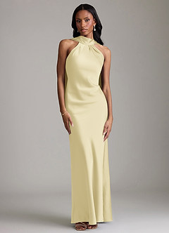 Azazie Cassiana Brudtärnklänningar Klä av Sjöjungfru i Stretch Satin Plisserad Citronsorbet image1