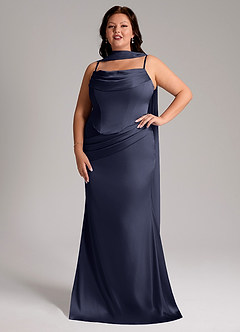 Azazie Sorrel Bridesmaid Dresses Stormy Mermaid Strapless Stretch Satin Convertible Dress image7
