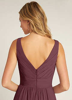Azazie Pierrette Jurken voor bruidsmeisjes Jurk van Chiffon met A-Lijn Geplooid Sangria image6