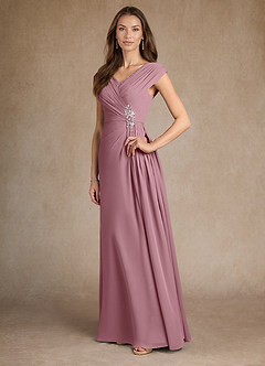 Azazie Bronson Mother of the Bride Dresses Vintage Mauve A-Line Pleated Chiffon Dress image4