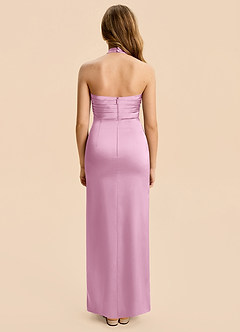 Azazie Jemma Junior Candy Pink Sheath Ruched Stretch Satin Dress image2