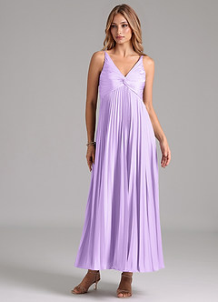 Azazie Raychelle Bridesmaid Dresses Lilac A-Line Pleated Stretch Satin Dress image1