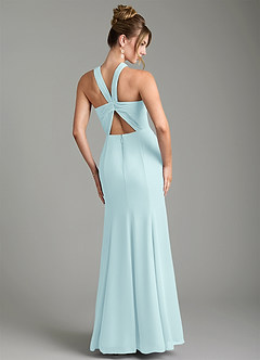 Azazie Rue Bridesmaid Dresses Sea Glass A-Line Halter Chiffon Dress image2