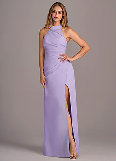 Azazie Jemma Robes de demoiselle d'honneur Robe Fourreau en Mousseline de soie Plissée Lilas image4