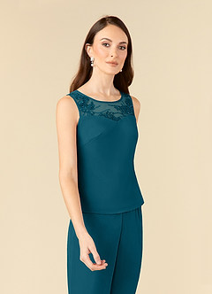 Azazie Frances Mother of the Bride Dresses Ink Blue Jumpsuit/Pantsuit Scoop Mesh Dress image7
