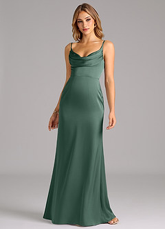 Azazie Aimee Bridesmaid Dresses Eucalyptus A-Line Sweetheart Neckline Stretch Satin Dress image4