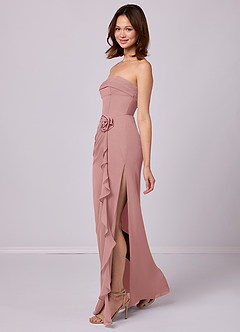 Barbie ♥ Azazie Jurken voor bruidsmeisjes Converteerbaar Jurk van Chiffon met Kolom Strapless Stoffige Roos image2