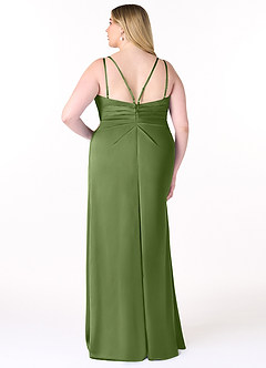 Azazie Aqua Bridesmaid Dresses Juniper A-Line V-Neck Pleated Stretch Satin Dress image9