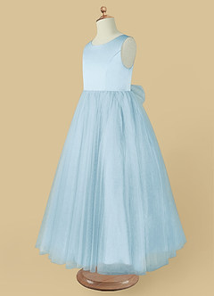 Azazie Muni Flower Girl Dresses Sky Blue A-Line Bow Tulle Dress image4