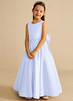 Azazie Pipsy Flower Girl Dresses Lavender A-Line Bow Matte Satin Dress image4