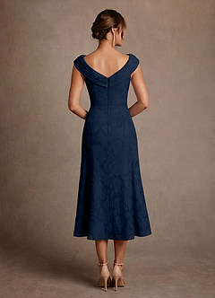 Azazie Keith Klänningar till brudens mor Klä Tubklänning i Blommig Utbrändhet Plisserad Mörk Marinblå image2