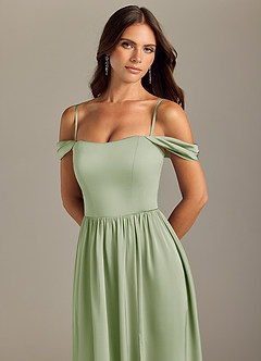 Azazie Calianna Vestidos de damas de honor Vestido de Salvia Polvorienta de Satén Elástico de Corte en A Convertible con Vestidos sin tirantes image3