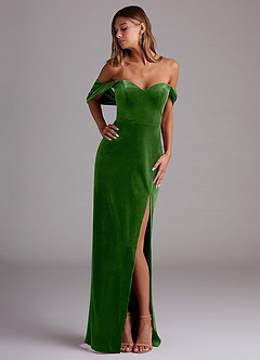 Azazie Shay Bridesmaid Dresses Ivy Sheath Off the Shoulder Velvet Convertible Dress image1