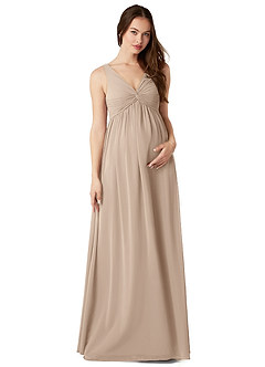 Azazie Yetta Vestidos de dama de honra para maternidade Vestido Linha A Plissado Comprimento do chão Chiffon image1