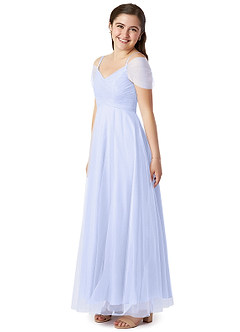 Azazie Jeyne A-Line Off the Shoulder Tulle Floor-Length Junior Bridesmaid Dress image3