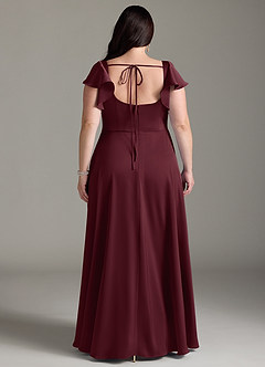 Azazie Bondi Brautjungfernkleider A-Linie Schleifen Stretch-Satin Kleid Cabernetrot image8