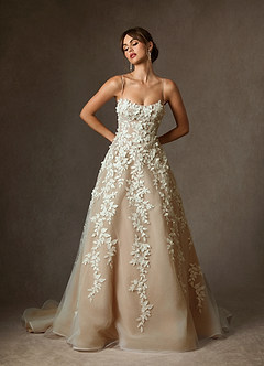 Azazie Alyson Abiti da Sposa Abito Principessa in Pizzo Diamante Bianco Nudo image4