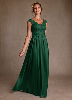 Azazie Amethyst Mother of the Bride Dresses Dark Green A-Line Lace Dress image3