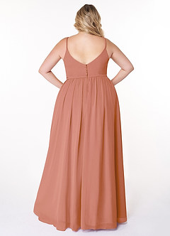 Azazie Rayna Brautjungfernkleider A-Linie V-Hals Gefaltet Chiffon Kleid Mai Tai image8