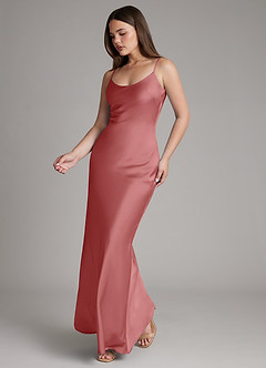 Azazie Ambra Bridesmaid Dresses Antique Rose Mermaid Pleated Stretch Satin Dress image3