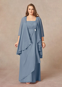 Azazie Weisz Mother of the Bride Dresses Twilight A-Line Square Neckline Pleated Chiffon Dress image7