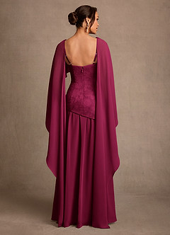 Azazie Flossie Mother of the Bride Dresses Burgundy A-Line Pleated Chiffon Dress image2