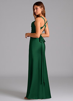 Azazie Hati Bridesmaid Dresses Dark Green Mermaid Stretch Satin Dress image6