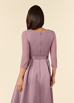 Azazie Maritza Mother of the Bride Dresses Dusty Rose A-Line Pleated Matte Satin Dress image5