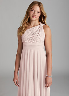 Azazie Charlize Junior Rose Petal A-Line Mesh Dress image6