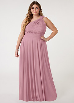 Azazie Charlize Bridesmaid Dresses Vintage Mauve A-Line One Shoulder Mesh Dress image6