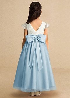 Azazie Pookie Flower Girl Dresses Sky Blue A-Line Lace Tulle Dress image5