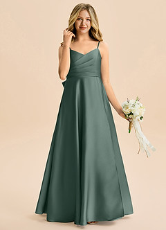 Azazie Rumi Junior Klä av A-Line i Stretch Satin Plisserad image4