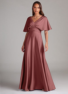 Azazie Pamela Brautjungfernkleider A-Linie Plissee Stretch-Satin Kleid Amethyst image1