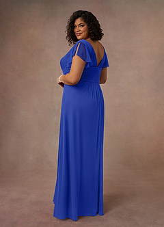 Azazie Reneya Mother of the Bride Dresses Royal Blue A-Line Pleated Mesh Dress image9