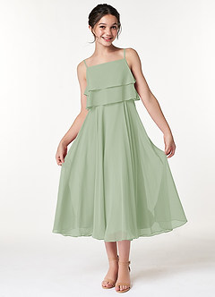 Azazie Ensley Junior Dusty Sage A-Line Pleated Chiffon Dress image1