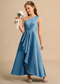 Azazie Taffy Junior Formal Flower Girl Klänningar Klä A-Line i Matt satäng Spets image3