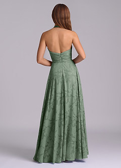 Azazie Tessie Robes de demoiselle d'honneur Robe Trapèze en Blumen-Burnout Plissée Matcha image2