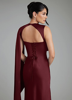 Azazie Taj Bridesmaid Dresses Cabernet Mermaid Corset Stretch Satin Dress image9
