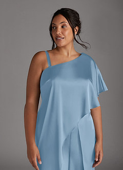 Azazie Hagretta Moeder van de bruid jurken Broekpak Jurk van Stretch Satijn Poederblauw image12