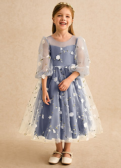 Azazie Elowen vestidos de niña de las flores Vestido Tormenta de Encaje de Línea A con Escote corazón image5
