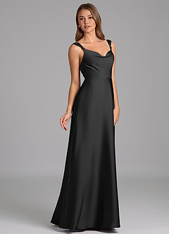 Azazie Beatrice 신부 들러리 드레스 A라인 스윗하트 네크라인 스트레치 새틴 바닥 길이 드레스 image5