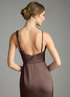 Azazie Samara Suknie dla druhen Syrena Pofałdowany Satyna elastyczna Do ziemi Sukienka image6