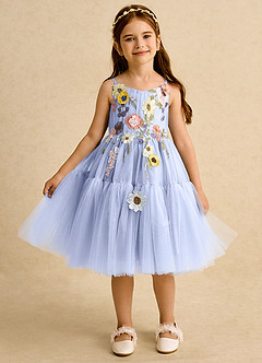 Azazie Osea Sukienki dla dziewczynek sypiących kwiaty Suknia balowa Pofałdowany Tiul Długość do kolan Sukienka image6